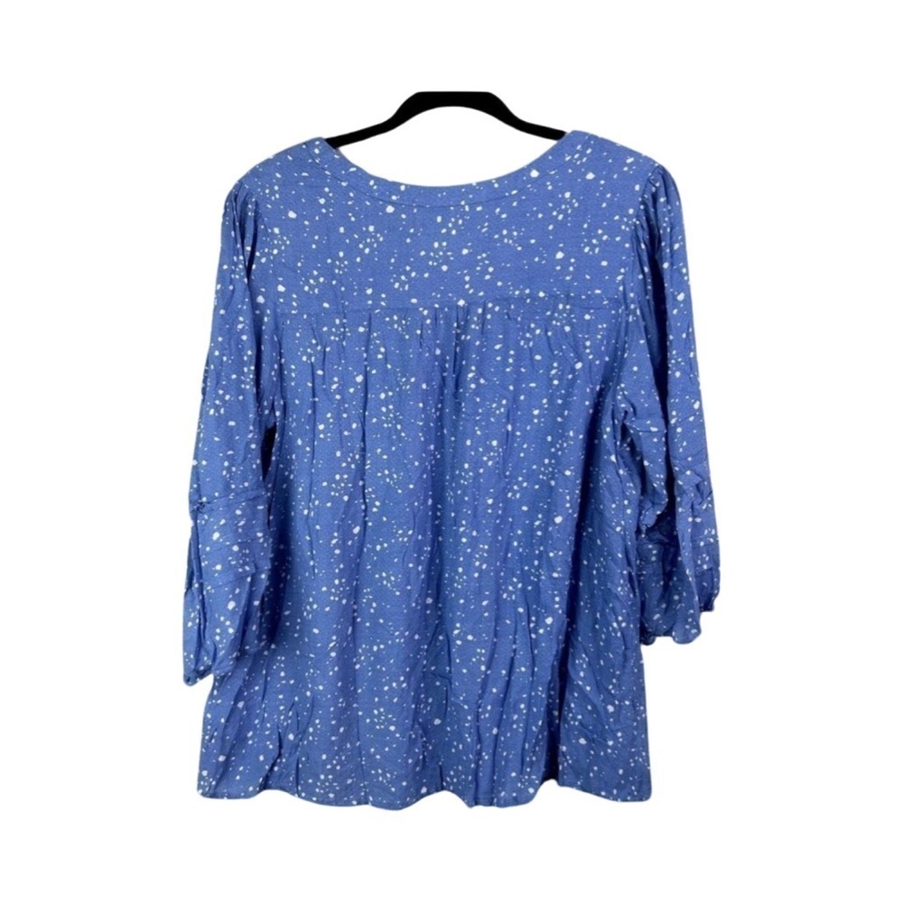 Terra & Sky Plus Size Pintuck Woven Printed 3/4 Sleeve V-Neck Blouse Top NWT 3X - Picture 2 of 6